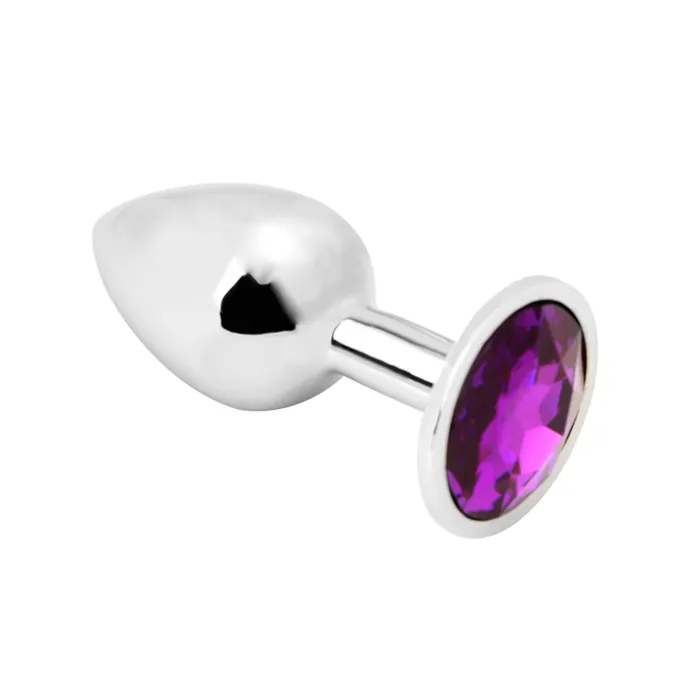 PLGZ Female Sex Toys | PLGZ - Rosebud Metalen Buttplug - Zilver - Paarse Siersteen - Verkrijgbaar in 3 maten