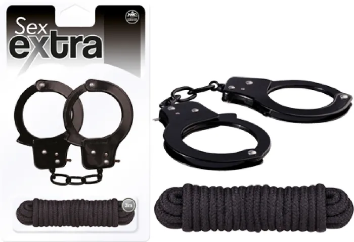 Couples Excellent Power Metal Cuffs Love Rope Kit Set Black Sex Toy Adult Pleasure Couples Excellent Power Metal Cuffs Love Rope Kit Set Black Sex Toy Adult Pleasure