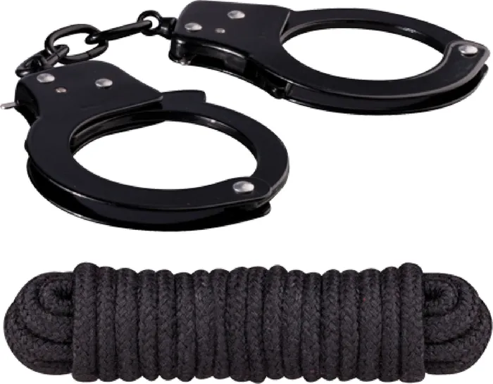 Couples Excellent Power Metal Cuffs Love Rope Kit Set Black Sex Toy Adult Pleasure Couples Excellent Power Metal Cuffs Love Rope Kit Set Black Sex Toy Adult Pleasure