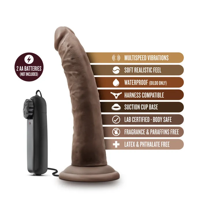Blush Female Sex Toys Dr Skin By Blush Dr Dave Realistic Chocolate 75Inch Long Remote Control Vibrating Dildo With Suction Cup Base