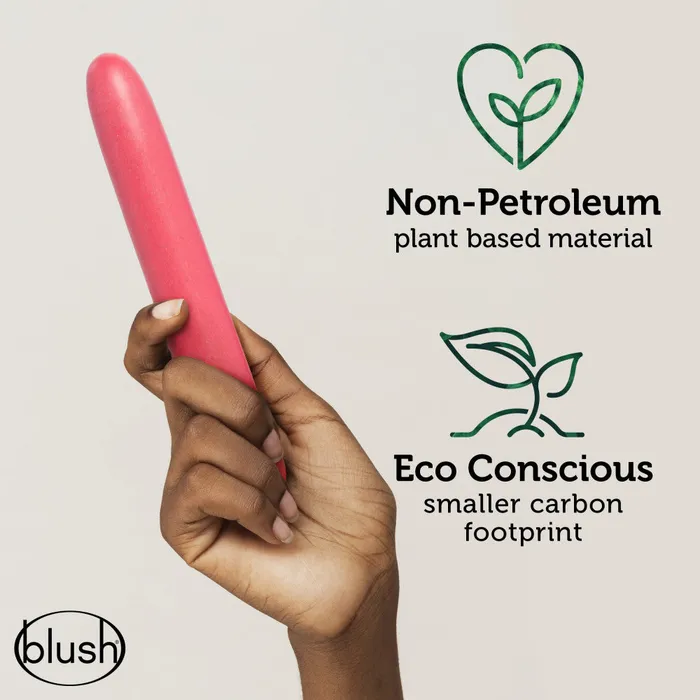 Female Sex Toys Blush Gaia By Blush Eco PlantBased 7 Slim Multispeed Vibrator in Coral Made from Sustainable BioFeel