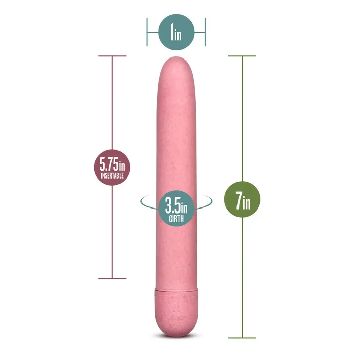 Female Sex Toys Blush Gaia By Blush Eco PlantBased 7 Slim Multispeed Vibrator in Coral Made from Sustainable BioFeel