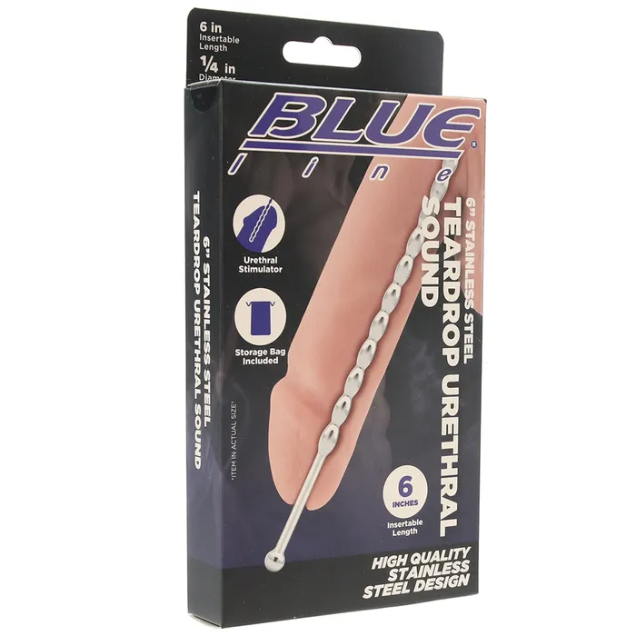 Male Sex Toys Blueline 6 Inch Steel Teardrop Urethral Sound Electric Eel