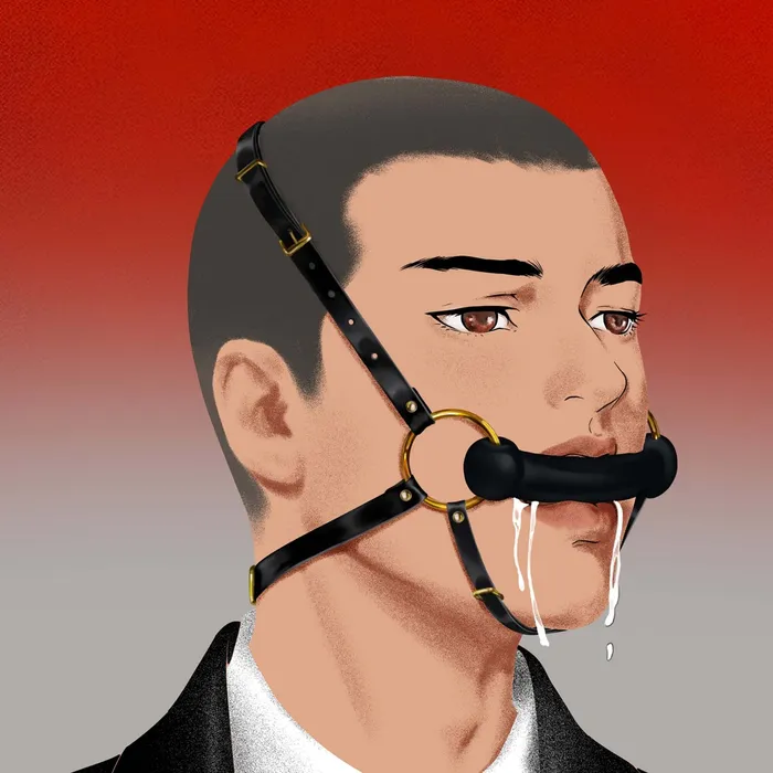 Male Sex Toys UPKO Adjustable Leather Head Restraint Harness Mouth Gag With Leash