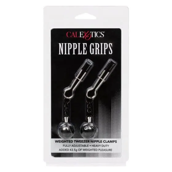 Nipple Grips Weighted Tweezer Nipple Clamps Silver California Exotic Novelties Female Sex Toys