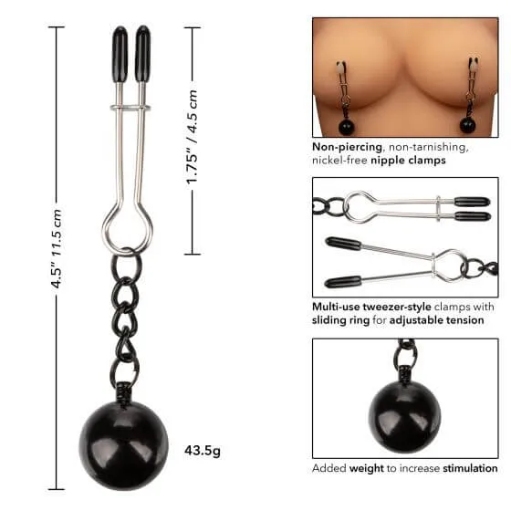 Nipple Grips Weighted Tweezer Nipple Clamps Silver California Exotic Novelties Female Sex Toys