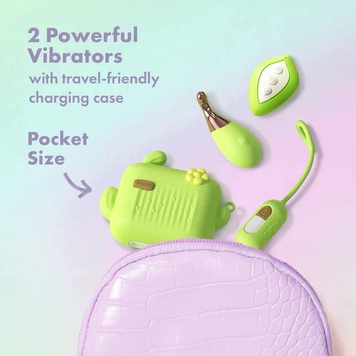 Play With Me By Blush Blooming Bliss 4 Piece Set Mini Clitoral Wand Egg Vibrator With Wireless Remote USB Charging Case Blush Female Sex Toys