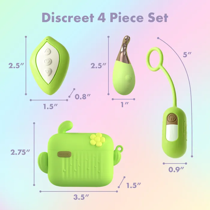 Play With Me By Blush Blooming Bliss 4 Piece Set Mini Clitoral Wand Egg Vibrator With Wireless Remote USB Charging Case Blush Female Sex Toys