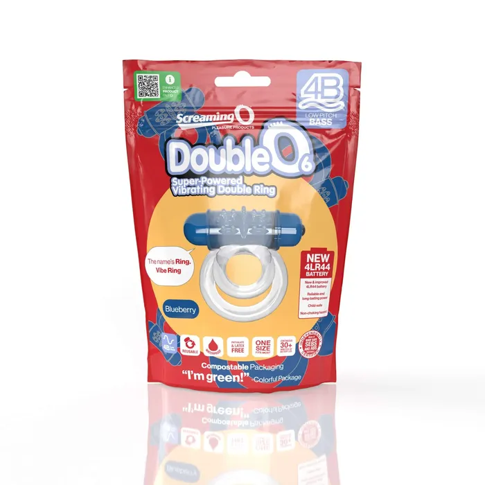Screaming O 4B Double O 6 Blueberry Bass Low Pitch Blue Vibrating Cock Ring Screaming O Couples