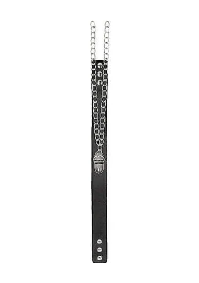 SHOTS AMERICA Couples Fetish Brand of the Year Ouch Bonded Leather Collar with Handcuffs and Chain Premium Quality Ultimate Pleasure