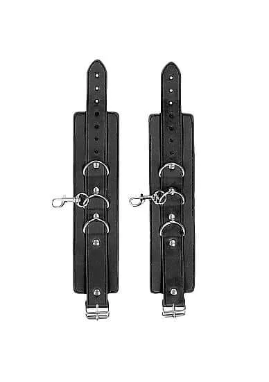 SHOTS AMERICA Couples Fetish Brand of the Year Ouch Bonded Leather Collar with Handcuffs and Chain Premium Quality Ultimate Pleasure
