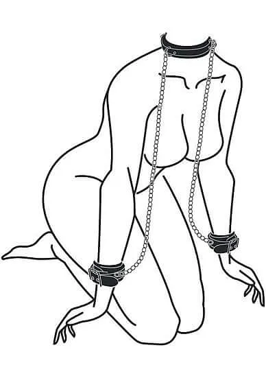 SHOTS AMERICA Couples Fetish Brand of the Year Ouch Bonded Leather Collar with Handcuffs and Chain Premium Quality Ultimate Pleasure